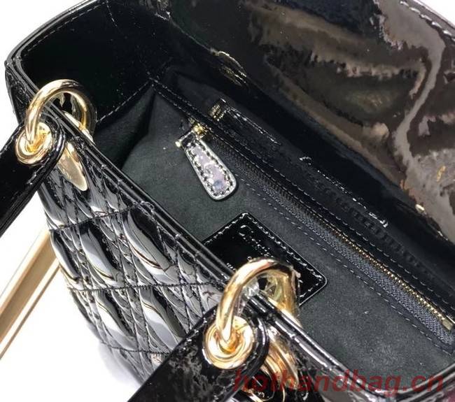 SMALL LADY DIOR BAG Black Patent Calfskin M0531 Black