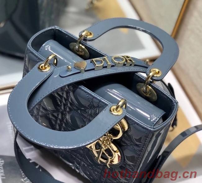 SMALL LADY DIOR BAG Blue Patent Calfskin M0531 Blue