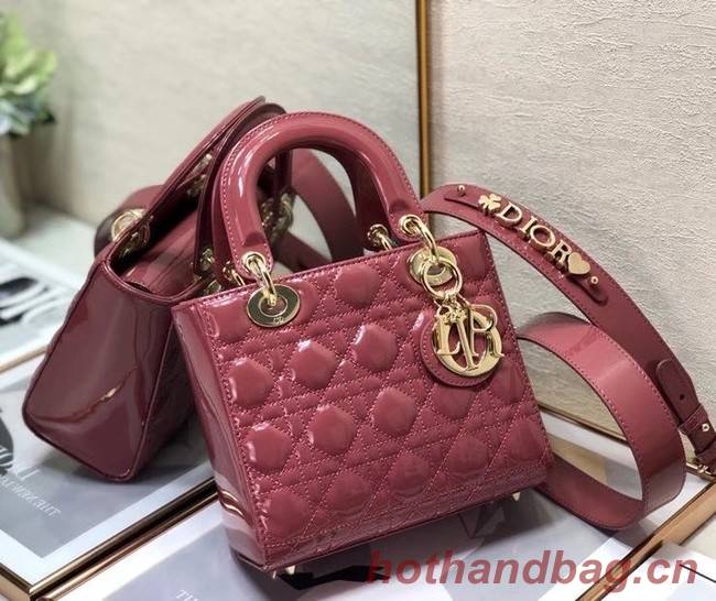 SMALL LADY DIOR BAG Pink Patent Calfskin M0531 Pink