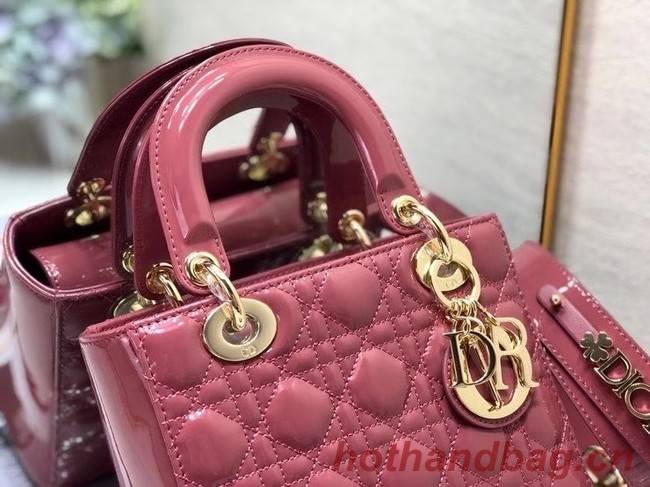 SMALL LADY DIOR BAG Pink Patent Calfskin M0531 Pink