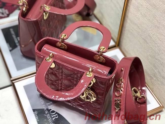 SMALL LADY DIOR BAG Pink Patent Calfskin M0531 Pink