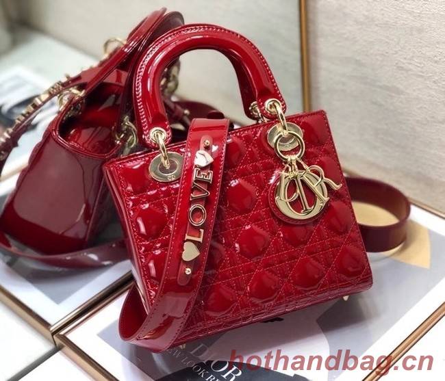 SMALL LADY DIOR BAG Red Patent Calfskin M0531 Red