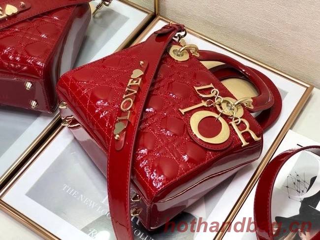 SMALL LADY DIOR BAG Red Patent Calfskin M0531 Red