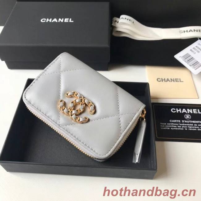 Chanel 19 Zip Card bag AP0949 grey