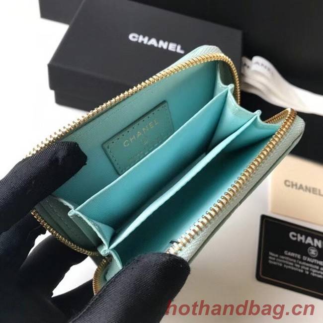 Chanel 19 Zip Card bag AP0949 light blue