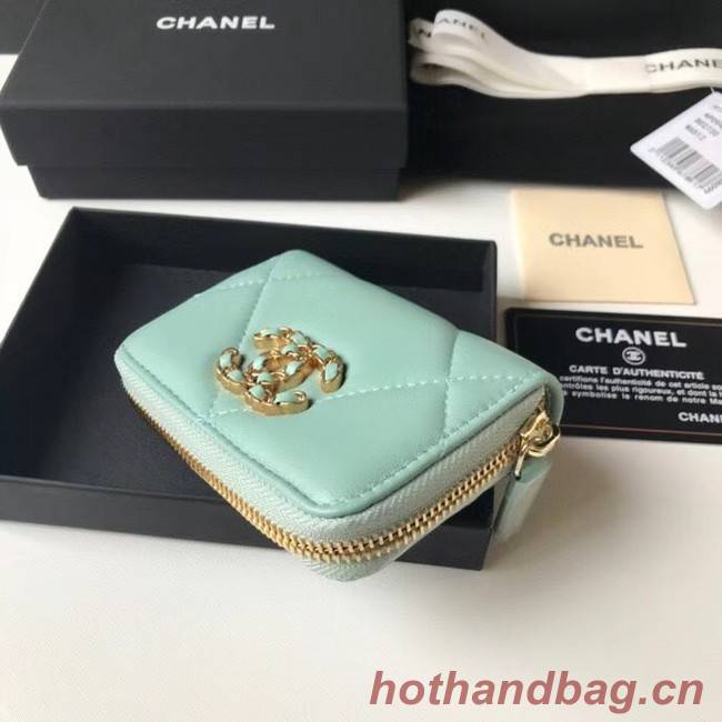 Chanel 19 Zip Card bag AP0949 light blue