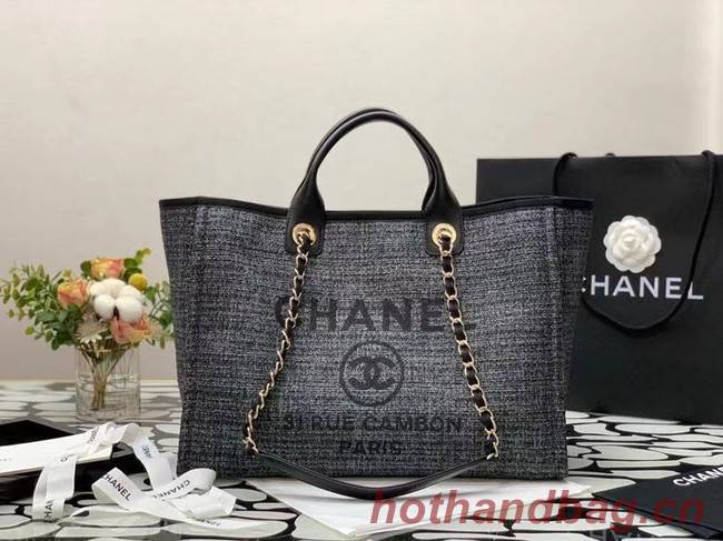 Chanel Canvas Tote Shopping Bag B66941 black