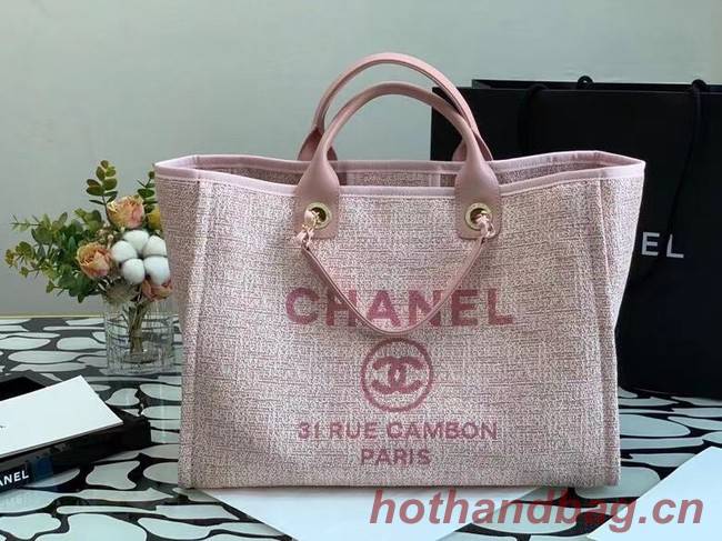 Chanel Canvas Tote Shopping Bag B66941 pink