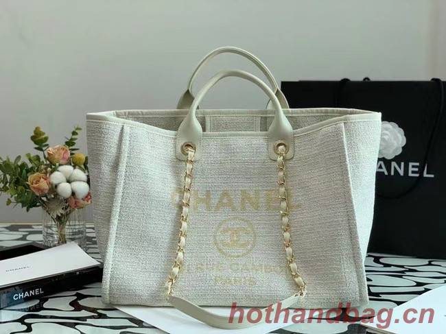 Chanel Canvas Tote Shopping Bag B66941 white