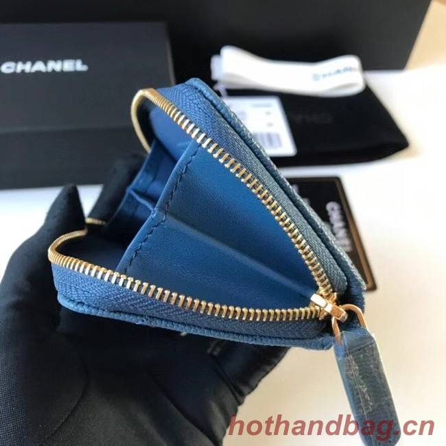 Chanel card holder Calfskin AP1650 blue