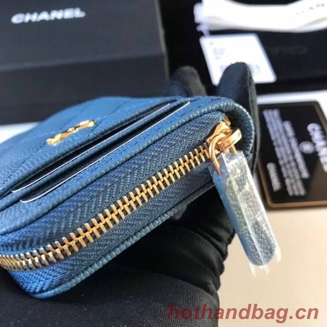 Chanel card holder Calfskin AP1650 blue