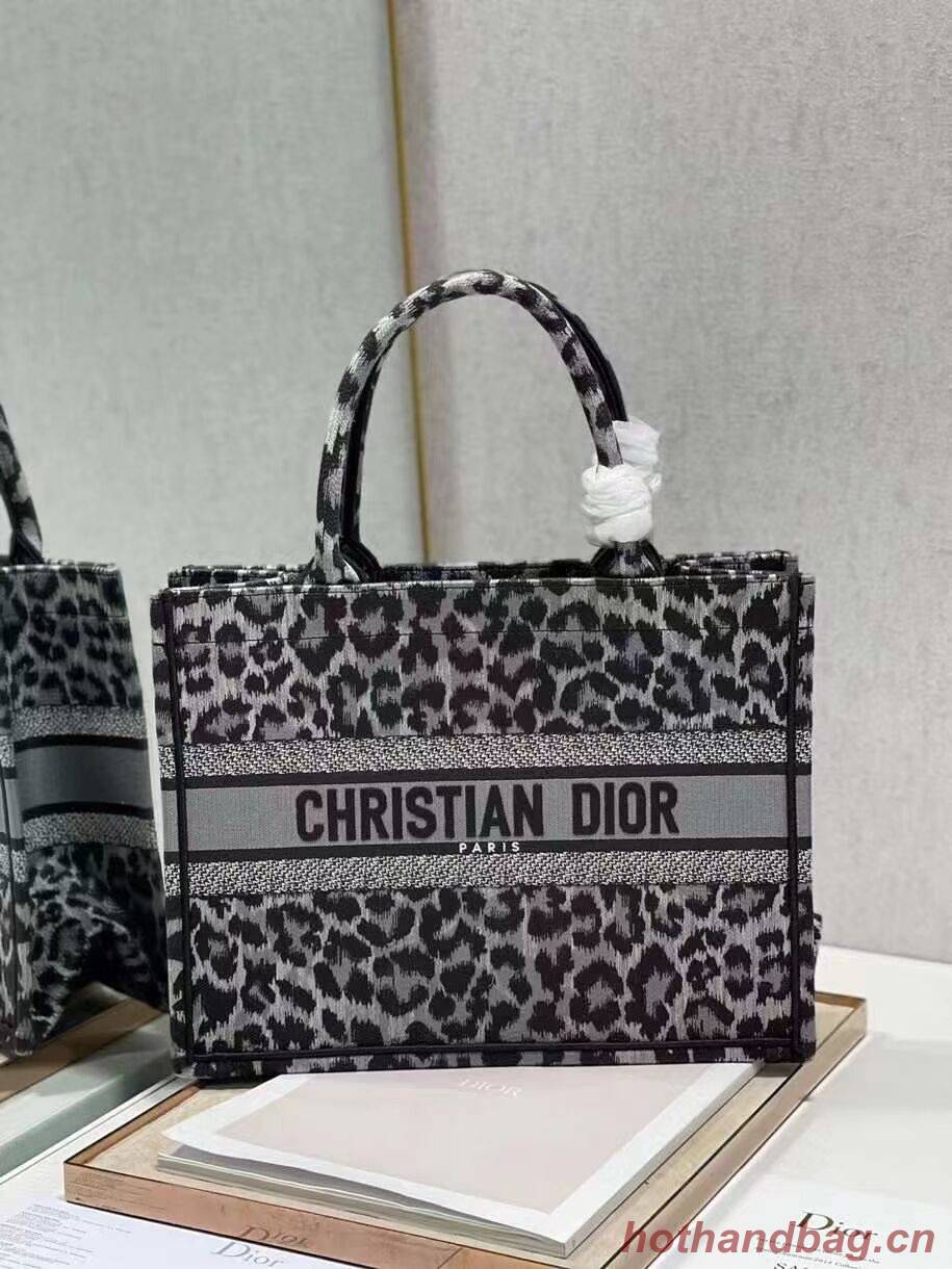 DIOR BOOK TOTE Embroidery M1296ZR Black leopard print