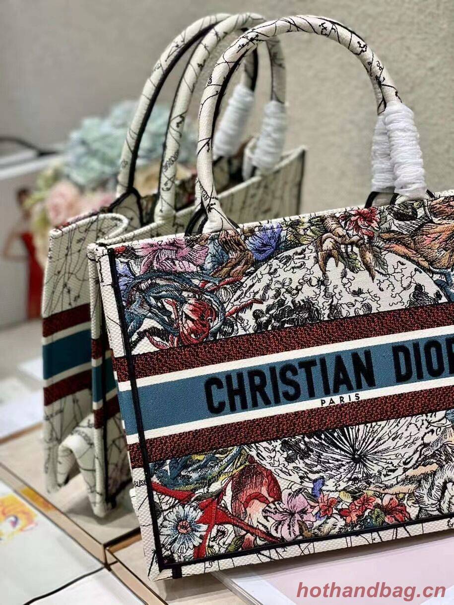 DIOR BOOK TOTE Latte Multicolor Dior Constellation Embroidery M1296Z