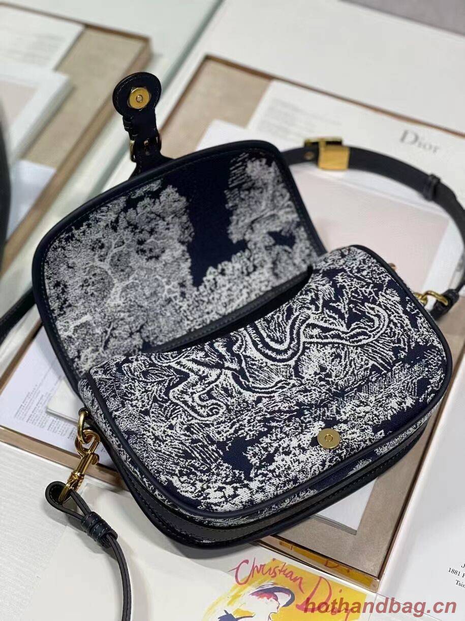 MEDIUM DIOR BOBBY BAG Warm Taupe Box Oblique Embroidery C9268 dark blue