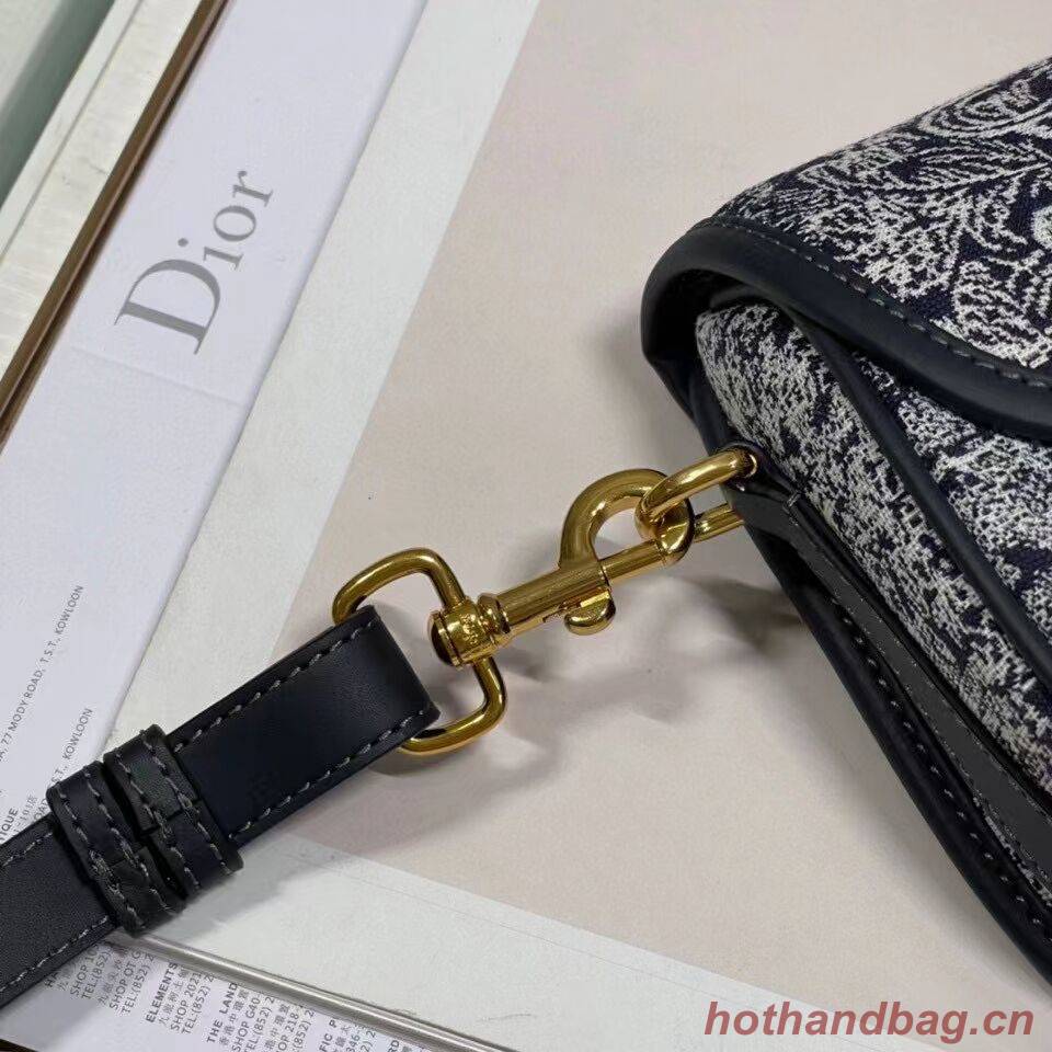 MEDIUM DIOR BOBBY BAG Warm Taupe Box Oblique Embroidery C9268 dark blue