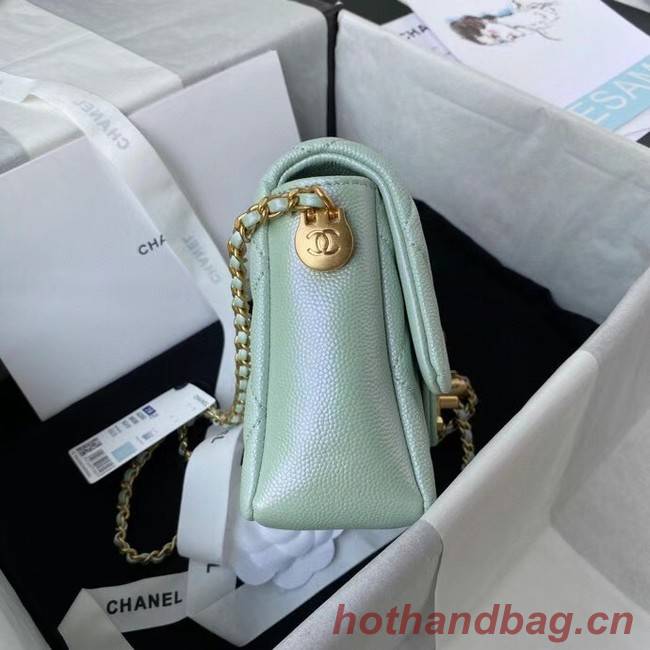 Chanel Flap Shoulder Bag Grained Calfskin AS2855 pearl light green