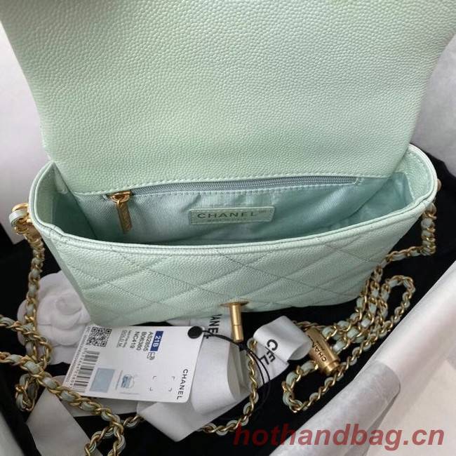 Chanel Flap Shoulder Bag Grained Calfskin AS2855 pearl light green