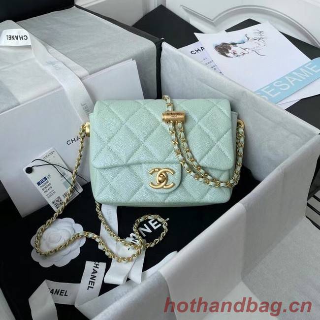 Chanel Flap Shoulder Bag Grained Calfskin AS2855 pearl light green