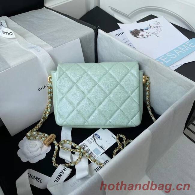 Chanel Flap Shoulder Bag Grained Calfskin AS2855 pearl light green