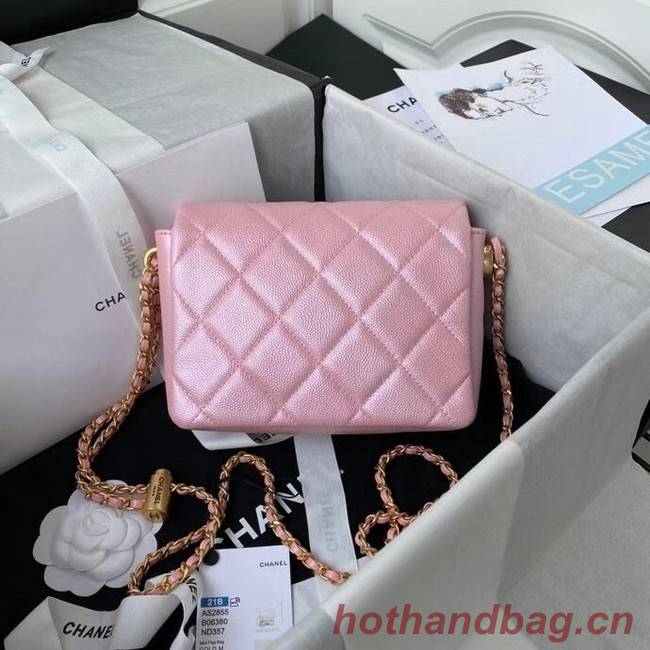 Chanel Flap Shoulder Bag Grained Calfskin AS2855 pearl pink