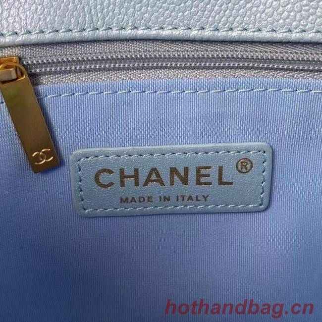 Chanel Flap Shoulder Bag Grained Calfskin AS2855 sky blue