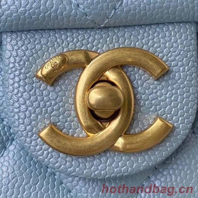 Chanel Flap Shoulder Bag Grained Calfskin AS2855 sky blue