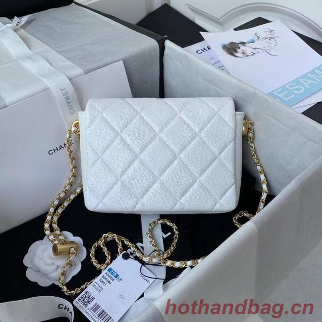 Chanel Flap Shoulder Bag Grained Calfskin AS2855 white 