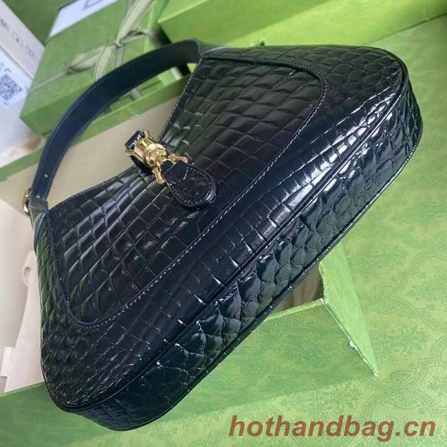 Gucci Jackie 1961 crocodile small shoulder bag 636709 black