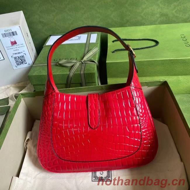 Gucci Jackie 1961 crocodile small shoulder bag 636709 red