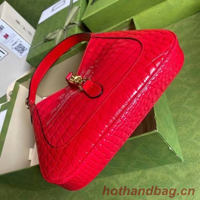 Gucci Jackie 1961 crocodile small shoulder bag 636709 red