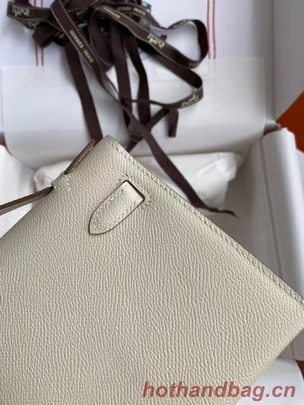 Hermes Original Epsom Leather KEL2278 Chalk&gold-Tone Metal