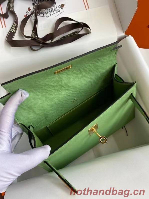 Hermes Original Epsom Leather KEL2278 green&gold-Tone Metal