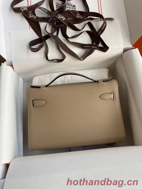 Hermes Original Epsom Leather KEL2278 grey&gold-Tone Metal