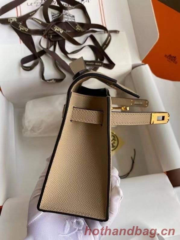 Hermes Original Epsom Leather KEL2278 grey&gold-Tone Metal