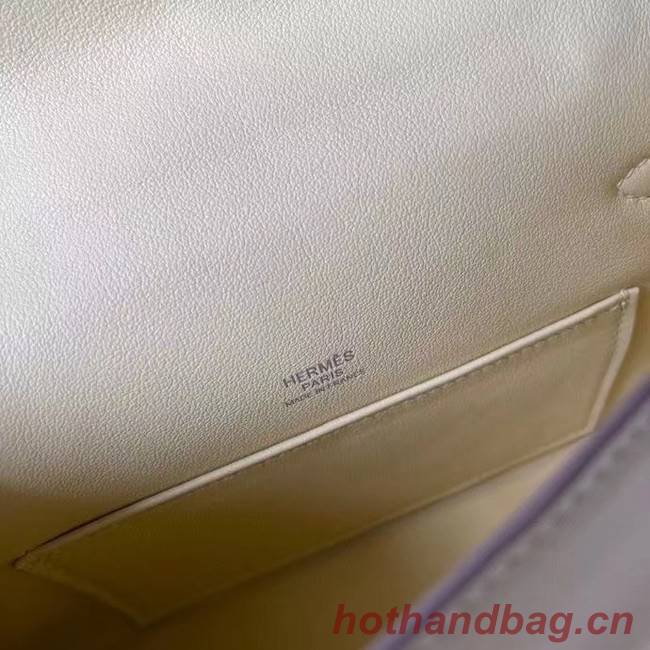 Hermes Original Epsom Leather KEL2278 Pearl White&Silver-Tone Metal