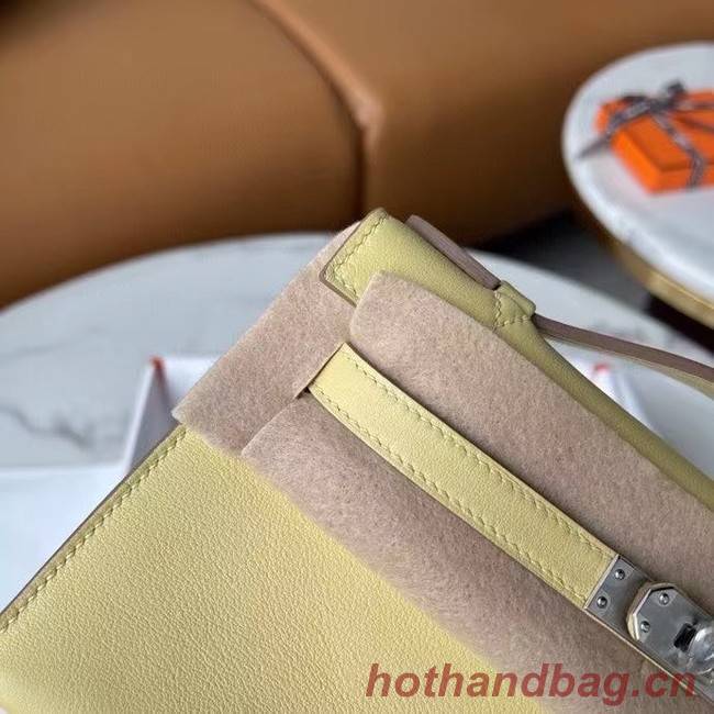 Hermes Original Epsom Leather KEL2278 Pearl White&Silver-Tone Metal