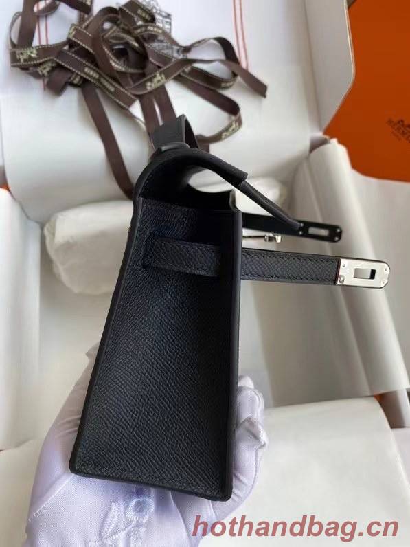 Hermes Original Epsom Leather KEL2278 black&Silver-Tone Metal