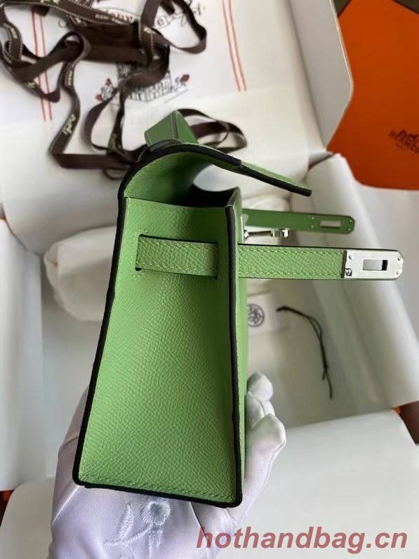 Hermes Original Epsom Leather KEL2278 green&Silver-Tone Metal