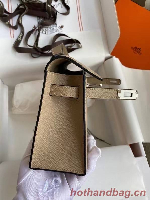 Hermes Original Epsom Leather KEL2278 grey&Silver-Tone Metal