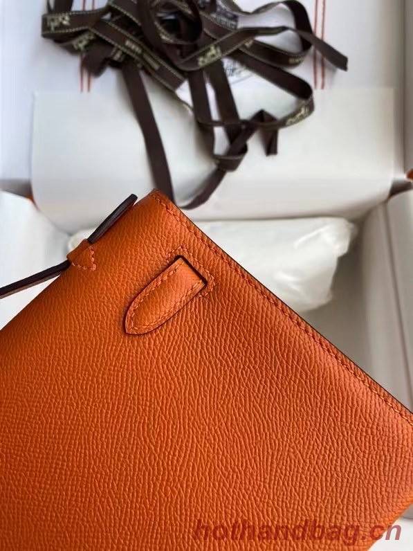 Hermes Original Epsom Leather KEL2278 orange&Silver-Tone Metal