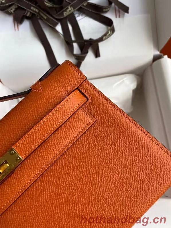 Hermes Original Epsom Leather KEL2278 orange&gold-Tone Metal