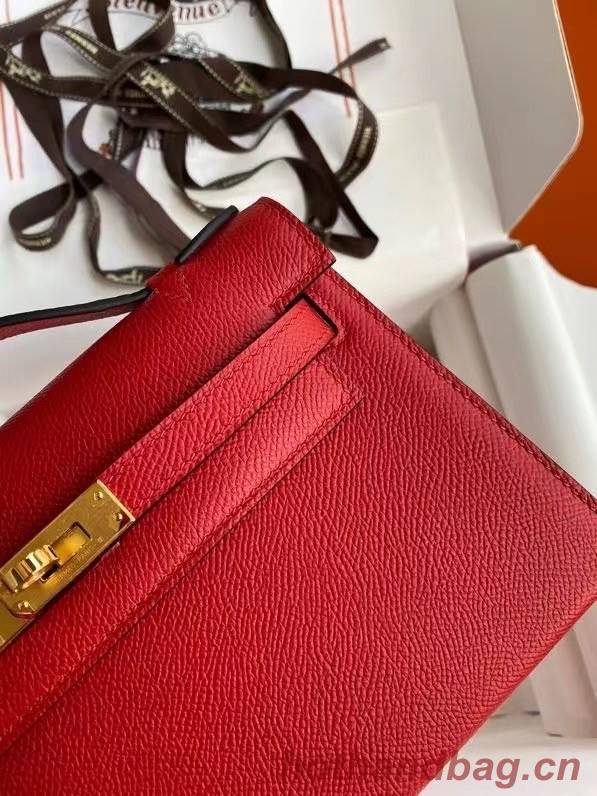 Hermes Original Epsom Leather KEL2278 red&gold-Tone Metal