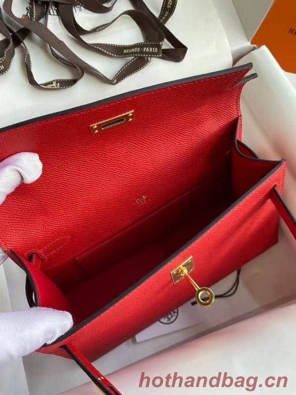 Hermes Original Epsom Leather KEL2278 red&gold-Tone Metal