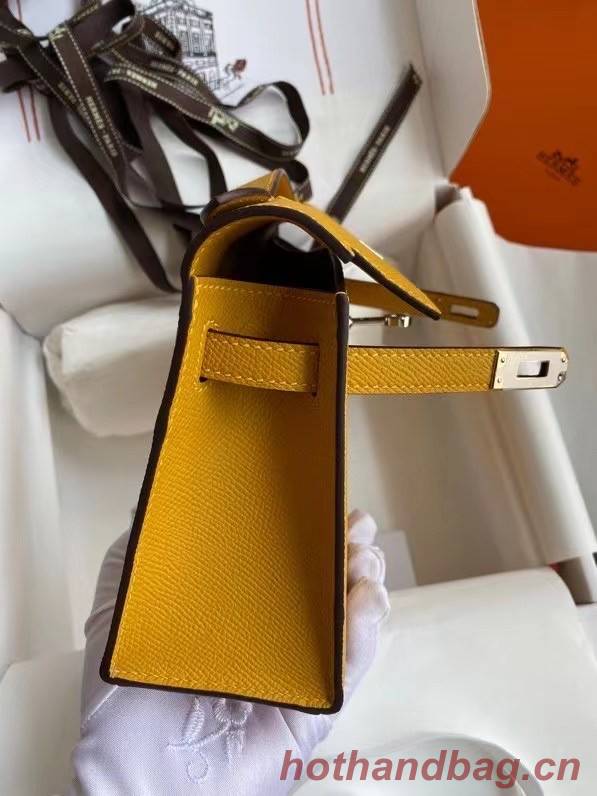 Hermes Original Epsom Leather KEL2278 yellow&Silver-Tone Metal