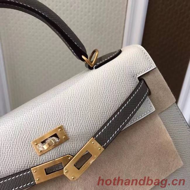 Hermes Original Epsom Leather KEL2578 white&grey