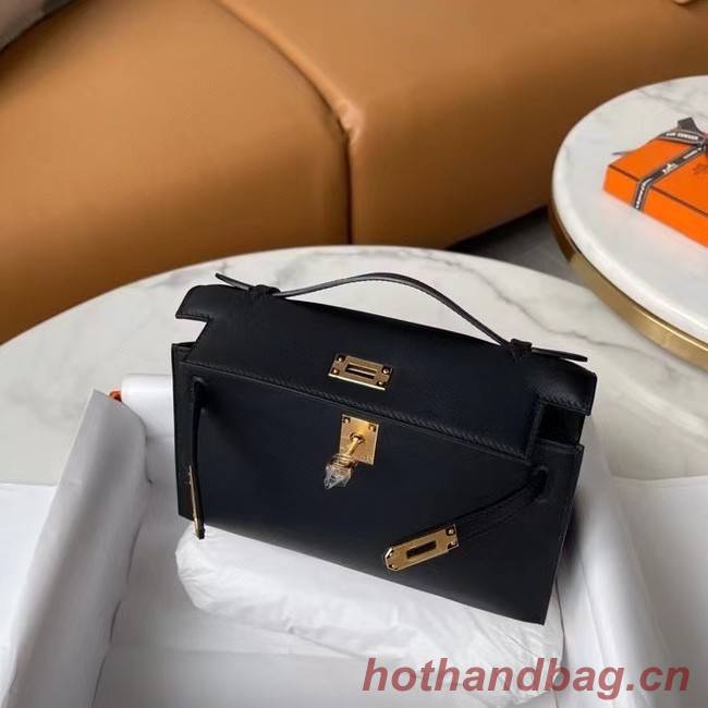 Hermes Original swift Leather KEL2278 black&gold-Tone Metal