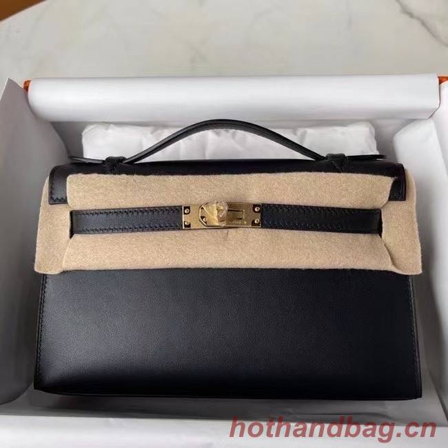 Hermes Original swift Leather KEL2278 black&gold-Tone Metal