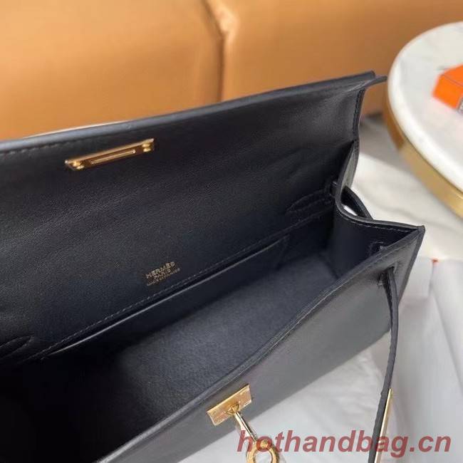 Hermes Original swift Leather KEL2278 black&gold-Tone Metal