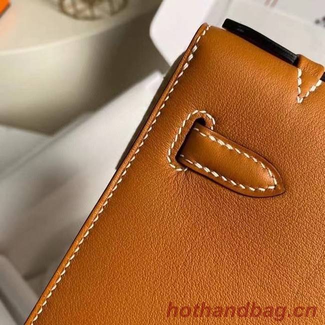 Hermes Original swift Leather KEL2278 brown&gold-Tone Metal