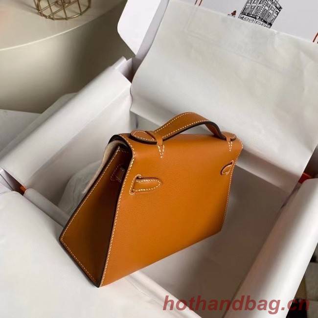 Hermes Original swift Leather KEL2278 brown&gold-Tone Metal